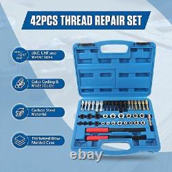 42PCS Thread Repair Kit, UNC/UNF/Metric Thread Restorer Kit