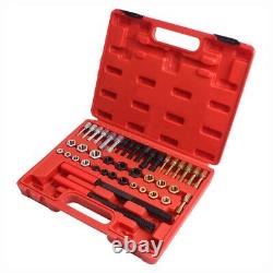 42Pcs/Set Re-Thread Repair Tool Inserts Unc/Unf & Metric Taps Dies Files Chaser