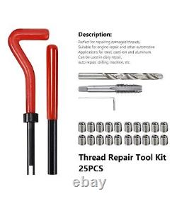 M10 x 1.5mm Thread Repair Tool Kit Helicoil Wire with 20x Inserts (25pcs Set)