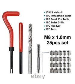 M10 x 1.5mm Thread Repair Tool Kit Helicoil Wire with 20x Inserts (25pcs Set)