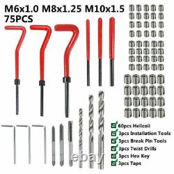 M5-M12 Metric Thread Repair Tool Set Screw Tap Thread Insert Hand Tool 75-131pcs